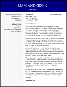 Cover Letter Template for Diesel Mechanics Seeking U.S. Visa Sponsorship
